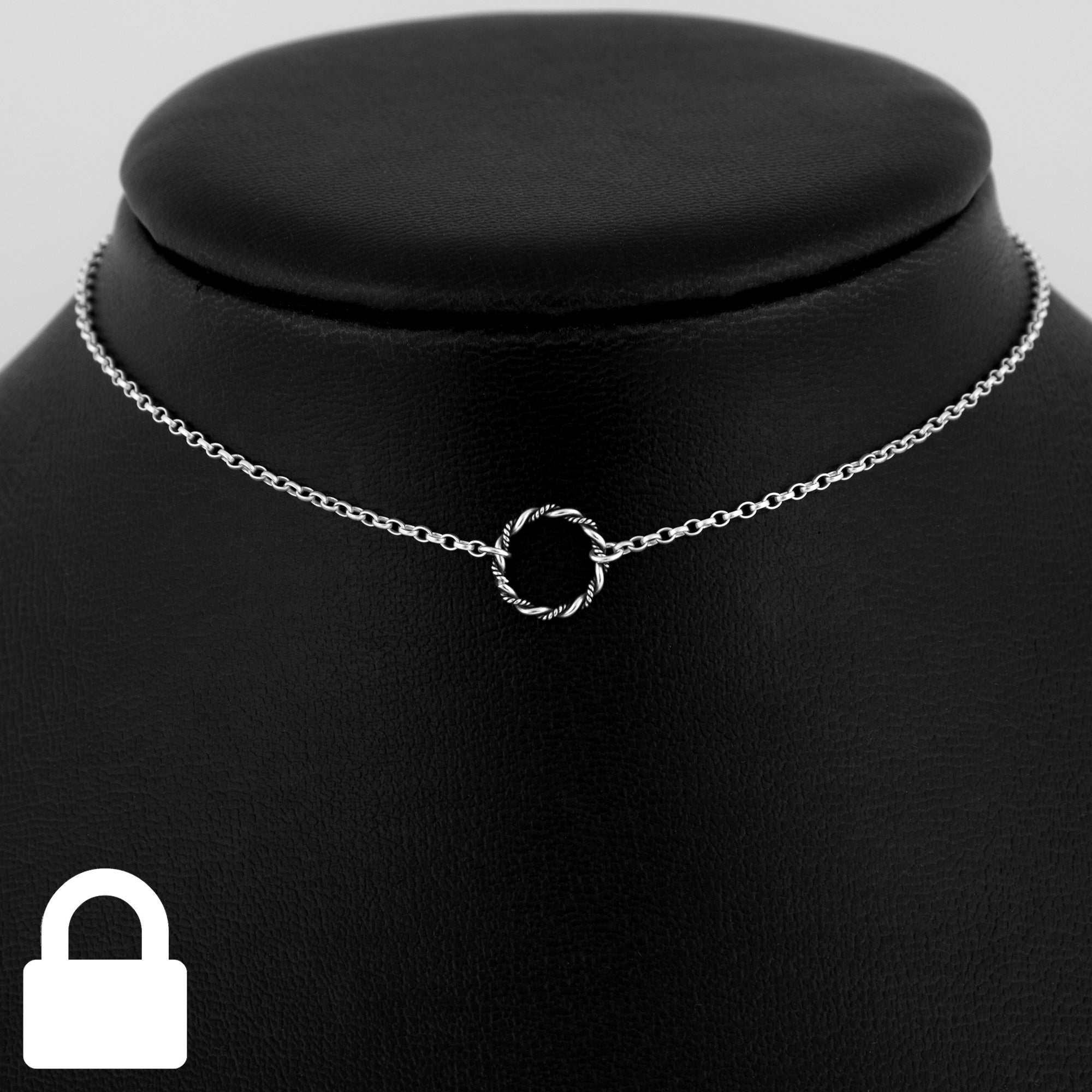 Eternally Loved - Discrete PERMANENTLY LOCKING Heart shaped O ring Day  Collar / Slave Necklace. Sterling silver. BDSM collar/choker/necklace